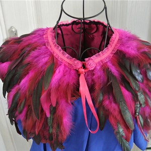 Hot pink feather cape feather jacket feather shawl rooster feather cape 3 ply image 1