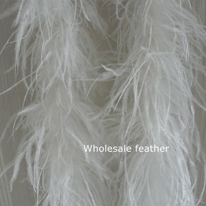 May include: White ostrich feathers, soft and fluffy, arranged in a bunch.  The text "Wholesale feather" is visible at the bottom of the image.