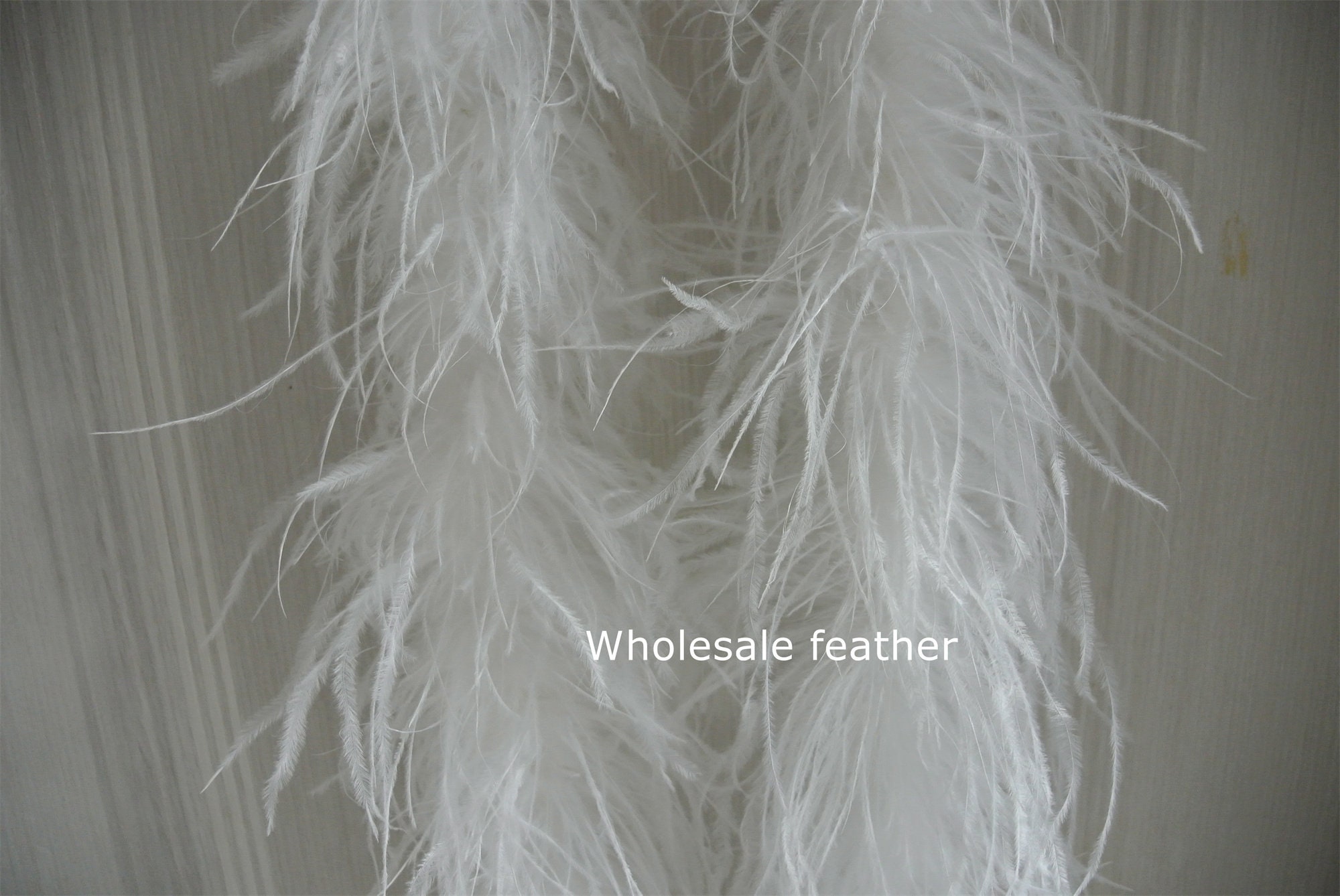 EUBUY 2 Meters Natural Ostrich Feather Boa Fluffy Costumes Accessories Trim  Shawl Plume Scarf for Party Wedding Decorations White 