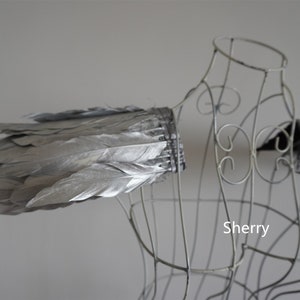 2 pcs Handmade silver goose feather epaulette pads Carnival feather shoulder shrug burning man festival epaulettes for burning man supply