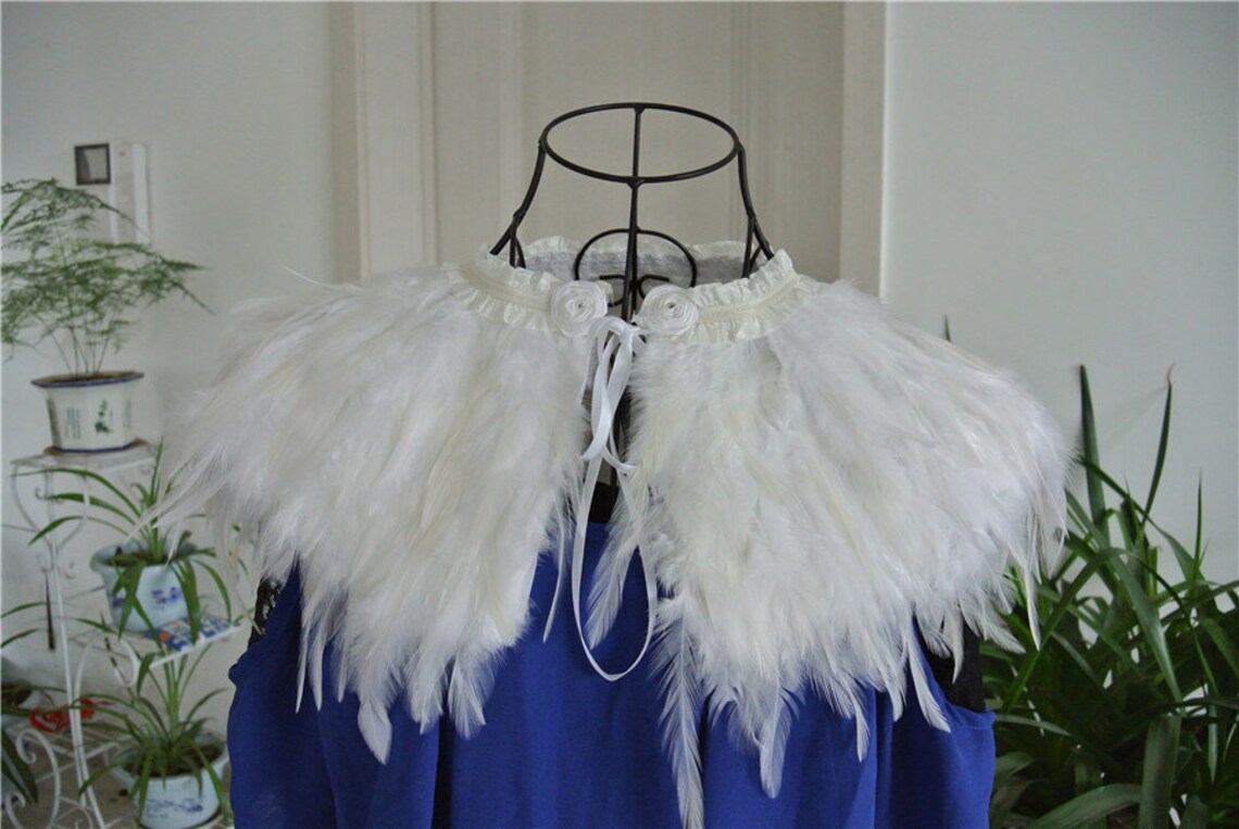 White Hackle Feather Cape Feather Jacket Feather Shawl Feather Etsy