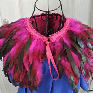 Hot pink feather cape feather jacket feather shawl rooster feather cape 3 ply image 4