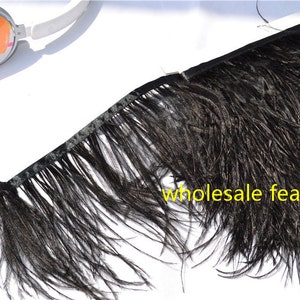 10 yards/lot black ostrich feather trimming fringe ostrich feather trim on Satin Header for craft dress prom supply