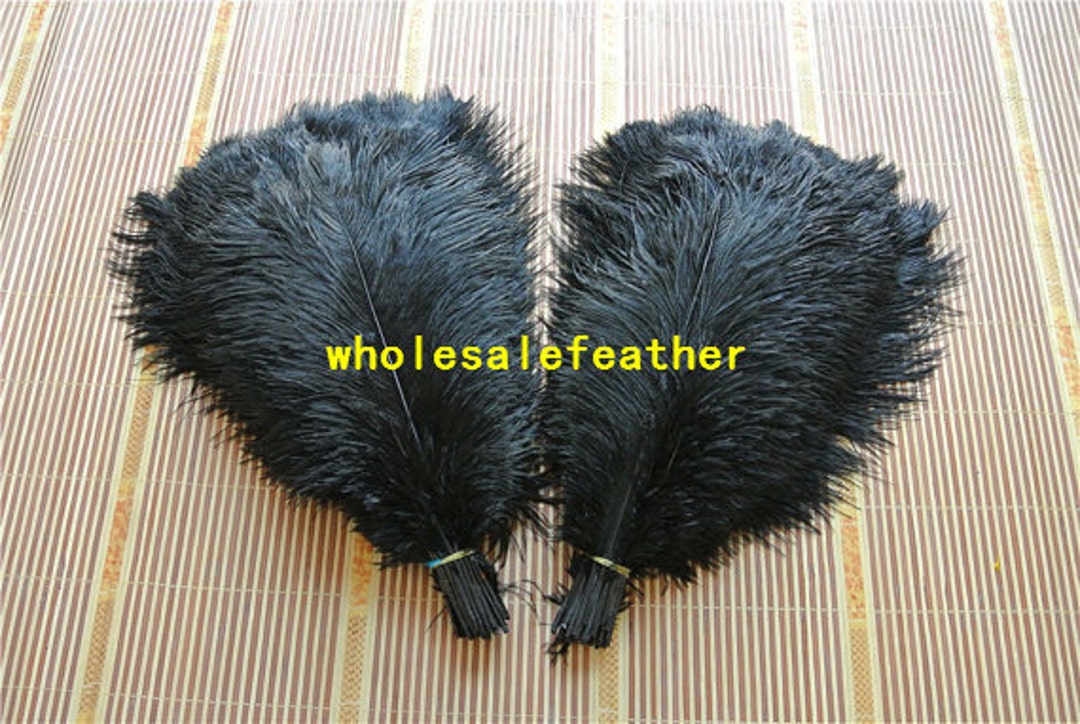 Black 10 pcs 20-25cm Ostrich Feathers Decor Centerpieces Carnival