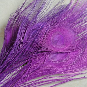 100 pcs purple peacock feather for crafts hat decor Peacock Tail Eye Feathers for costumes decor