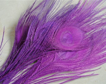 100 pcs purple peacock feather for crafts hat decor Peacock Tail Eye Feathers for costumes decor