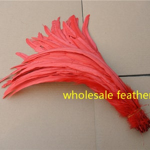 100 pcs red Coque rooster tail feather loose for feather costume decor