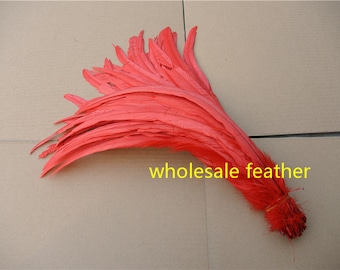 100 pcs red Coque rooster tail feather loose for feather costume decor