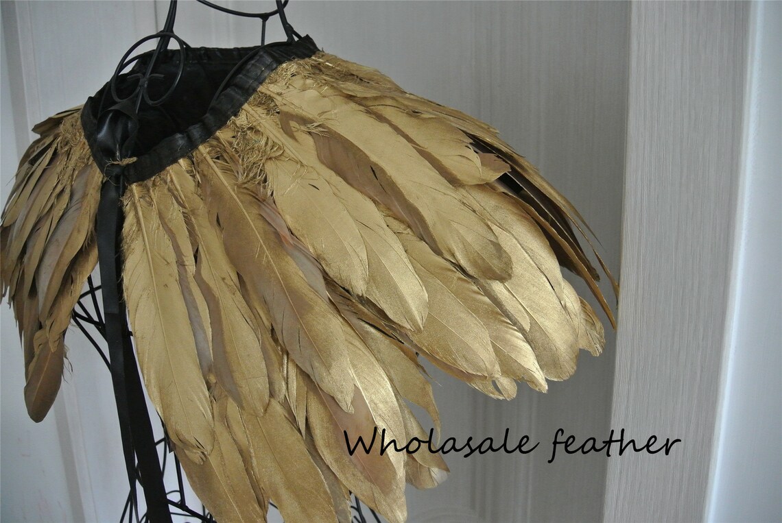 Gold Feather Cape Feather Jacket Feather Shawl Goose Feather Etsy