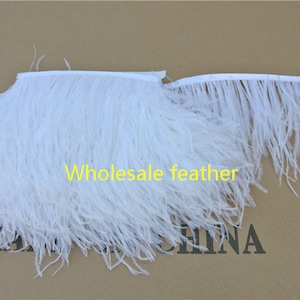 1 Yard - Ivory Ostrich Fringe Trim Wholesale Feather (Bulk)