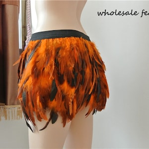 Red black green pink yellow purple orange blue hip length rooster straight feather skirt for dancewear supply halloween costumes