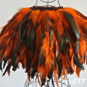 orange feather cape feather jacket rooster feather cape 5 ply Carnival feather shoulder shrug Shawl for party suuply