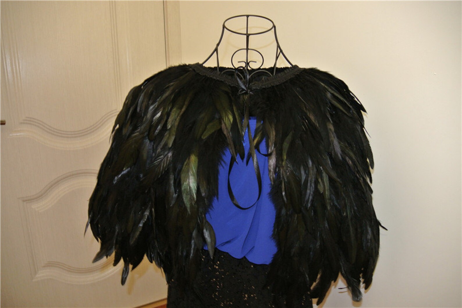 Black Feather Cape Feather Jacket Rooster Feather Cape 5 Ply Etsy