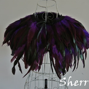 Purple feather cape feather jacket feather shawl rooster feather cape 3 ply