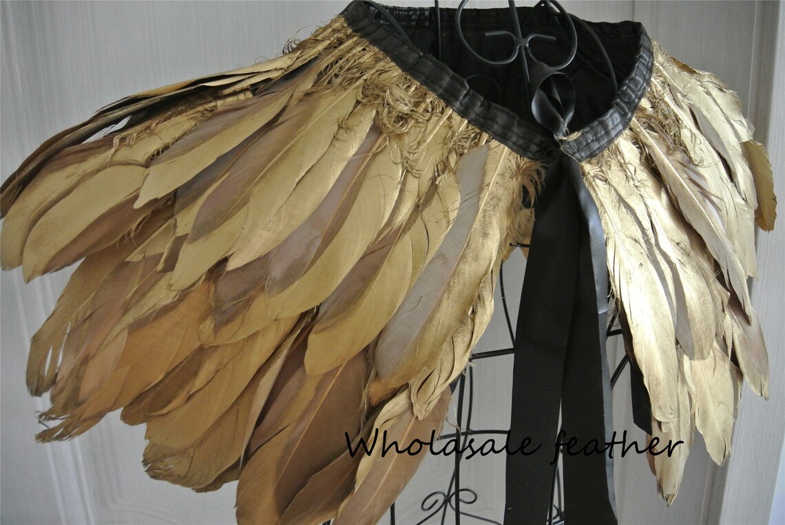 Gold Feather Cape Feather Jacket Feather Shawl Goose Feather Etsy