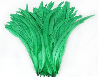 100 pcs kelly green Coque rooster tail feather loose for feather halloween costume decor