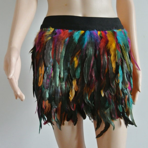 Jupe en plumes droites de coq multicolore pour le décor de fête d'halloween d'approvisionnement de vêtements de danse