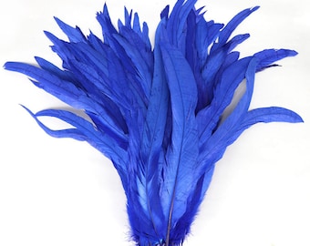 100 pcs royal blue Coque rooster tail feather loose for feather halloween costume decor