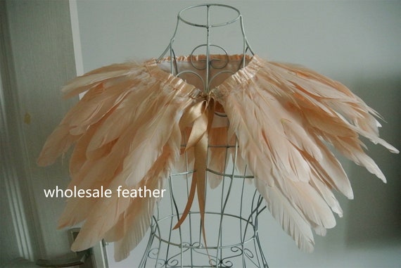 Champagne feather cape feather jacket feather shawl Goose feather cape Carnival feather shoulder shrug