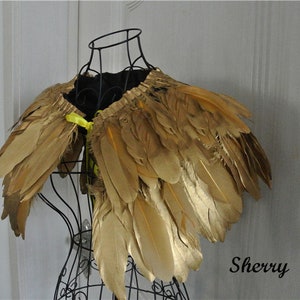 Gold feather cape feather jacket feather shawl goose feather cape Carnival feather shoulder shrug