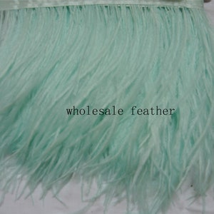 light blue mint green ostrich feather trimming fringe ostrich feather trim for party craft supply sewing supply 038