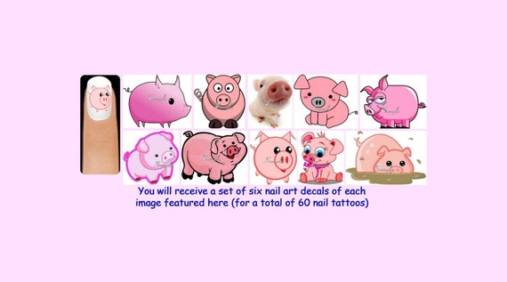 Items Similar To 60 X PIG Nail Art Decals + Free Rhinestones Animals Items similar to 60 x PIG Nail Art Decals + Free Rhinestones Animals Pigs Piggy Piglet Cute Baby Mud Oink on Etsy - Items Similar To 60 X PIG Nail Art Decals + Free Rhinestones Animals