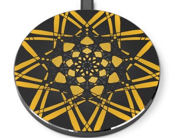 Geometric Wireless Charger Modern Charging Pad Desk Decor Tech Accessories Home Office Essentials '12.uncommon.journey' Art by Mitzisniftis