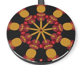 Colorful Mandala Wireless Charger Fast Charging Pad Unique Desk Decor Tech Lovers Holiday Decor '4.uncommon.journey' Art by Mitzisniftis