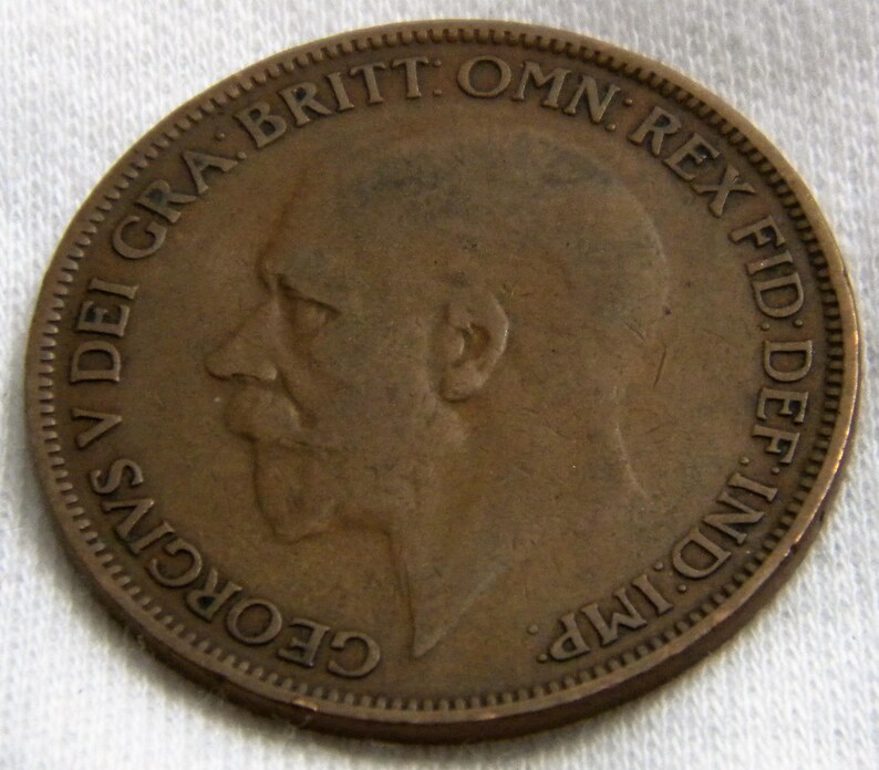1927 British Great Britain Coin Penny 1 Cent Free Shipping