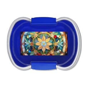 Caja bento de dos niveles con diseño de mandala de vitral, colorida, para almuerzo, preparación de comidas, organizador de refrigerios, almacenamiento de alimentos ecológico para la escuela, Mitzisniftis