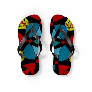 Colorful Flip Flops Fun Summer Footwear Beach Sandals Vibrant Poolside Shoes Perfect Gift Vacation &#39;2.uncommon.journey&#39; Art by Mitzisniftis