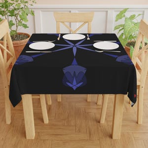 Elegant Black Floral Tablecloth Dining Home Decor Garden Parties Modern Table Setting Elegant Occasion &#39;1.rare.journey&#39; Art by Mitzisniftis