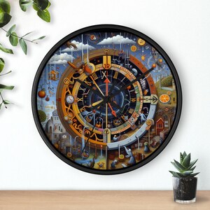 Whimsical Art Wall Clock Unique Home Decor Colorful Timepiece Gift Art Lovers Functional Artwork Modern Design Clock &#39;How Time Works&#39; Art