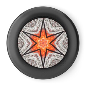 Kaleidoscope Frisbee, Vibrant Flying Disc, Outdoor Fun Toy, Summer Sports Activity, Great for Picnics &#39;Hexastar&#39; Art by Mitzisniftis