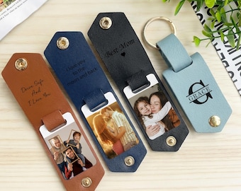 Porte-clés photo personnalisé en cuir, Porte-clés photo en cuir, Porte-clés « Conduisez prudemment », Porte-clés personnalisé, Cadeaux pour papa, grand-père, Fête des pères