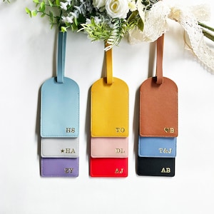 Personalisierter Gepäckanhänger aus veganem Leder, gravierter Gepäckanhänger mit Monogramm, individueller Gepäckanhänger, Kofferanhänger, Hochzeitsparty-Gastgeschenke, Reisegeschenke