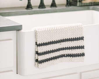Grain Sack Dish Towel | Handmade Crochet Dish Towel | Farmhouse Dish Towel | Handmade Farmhouse Kitchen Towel | Handmade Hostess Gift Idea