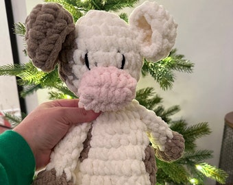 Cow Lovey, Farm Animal Toy, Cow Nursery Decor, Farm Nursery Theme, Farm Baby Gift, Farm Baby Shower Theme, Made to Order (2 week turnaround)