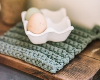 Sage Crochet Pot Holder | Handmade Farmhouse Pot Holder | Neutral Cottage Pot Holder | Handmade Hostess Gift | Handmade Housewarming Gift