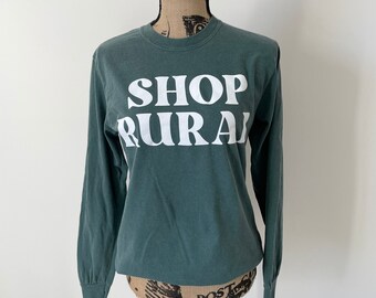 Shop Rural Three Sheep Shack Long Sleeve  T-Shirt | Long Sleeve Logo Graphic Tee | Small Shop Tee