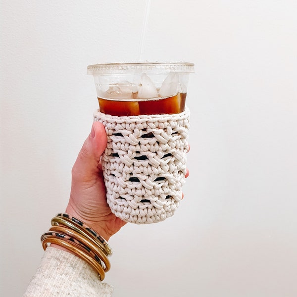 Boho Iced Coffee Sleeve | Cold Brew Cozy|  Iced Drink Sleeve | Reusable Cold Drink Cozy | Iced Tea Cozy | Teacher Gift | Mother's Day Gift