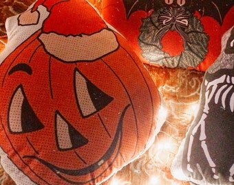 Christmas Pumpkin Plush Pillow Creepy Christmas Creepmas Christmas Decorations Christmas Decor Vintage Christmas Horror Decor Horror Gift