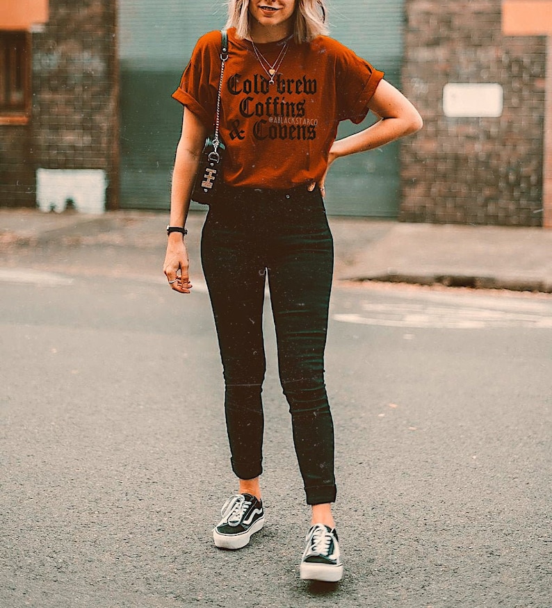 Halloween Shirt Cold Brew Coffins & Covens Shirt Halloween image 1