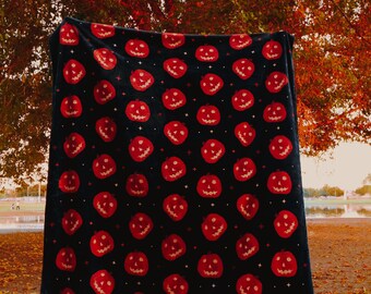 Jack-O-Lantern Fleece Blanket, Halloween Blanket, Halloween Decor, Pumpkin blanket