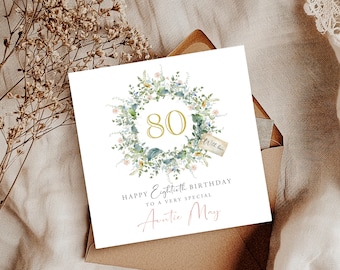 Tarjeta de cumpleaños número 80, tarjeta de 80 años, tarjeta de cumpleaños número 80 de mamá, tarjeta de cumpleaños personalizada de 80 años, tarjeta Nan 80