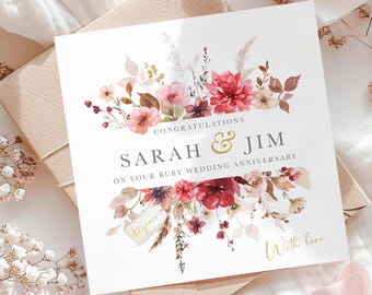 Personalised Ruby 40th Wedding Anniversary Card - Etsy