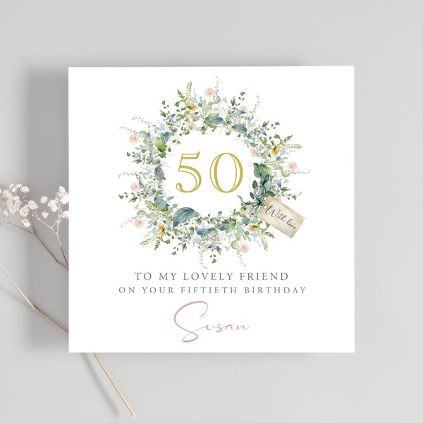 Carte 50e anniversaire, carte 50 ans, carte 50e maman, carte 50e anniversaire fille, carte d'anniversaire personnalisée 50 ans