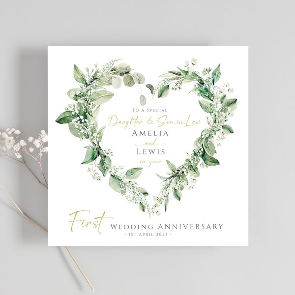 First Anniversary Card, Paper Anniversary, Son Daughter 1st Wedding Anniversary Card, One Year Anniversary, Personalised Anniversary Card