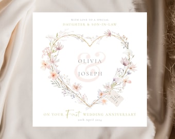 Carte premier anniversaire, anniversaire en papier, carte 1er anniversaire de mariage fils fille, anniversaire d'un an, carte d'anniversaire personnalisée