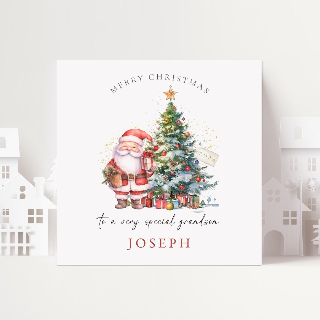 Personalised Santa Christmas Card, Grandson Christmas Card, Nephew
